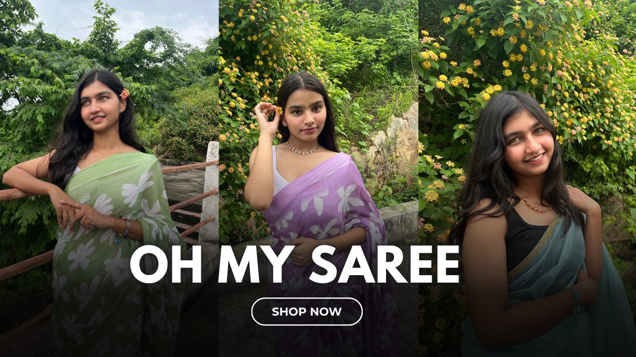 White and Red Modern Saree Vlog YouTube Thumbnail
