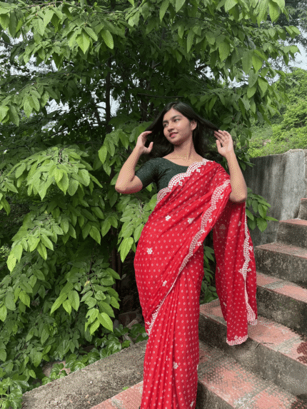 Basundi ๐ - Bandhani print & lace border